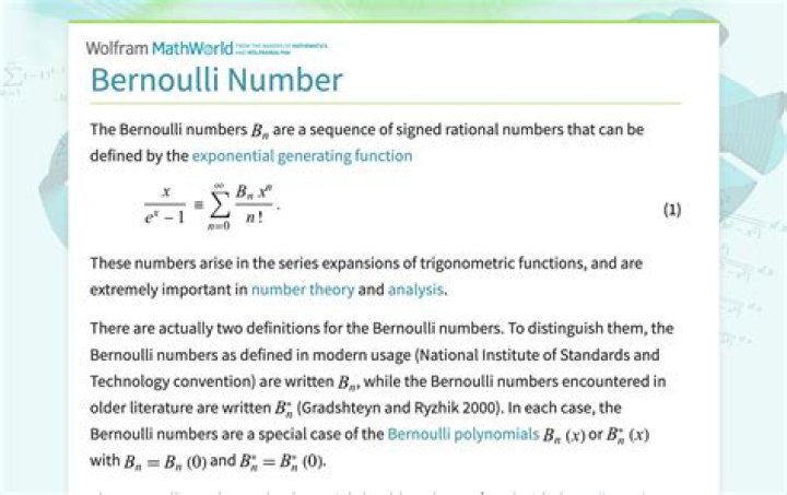 Bernoulli numbers generating function
