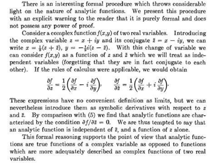 Cauchy-Riemann Equations Written as Complex Conjugate