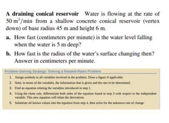 Draining conical Reservoir - Calculus