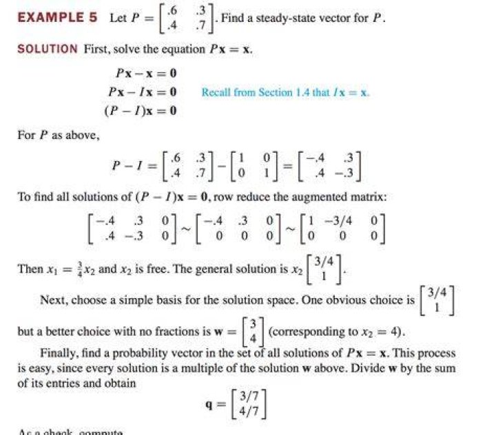 Finding steady-state vector for stochastic matrix P