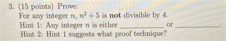 Prove that for any integer, $n^2 + 5$ is not divisible by $4$.